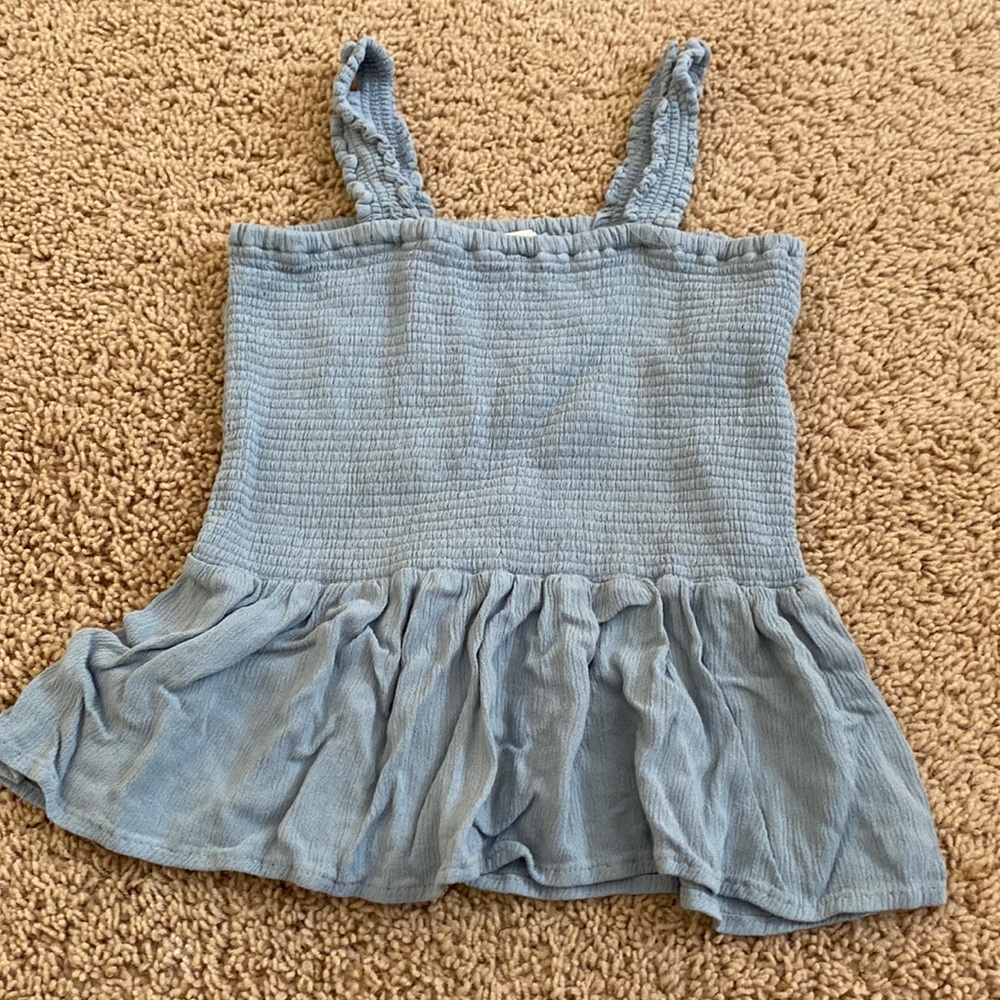 Ribbed ruffle green/blue/grey tank top